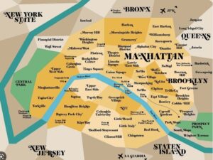 Carte des différents quartiers de Manhattan